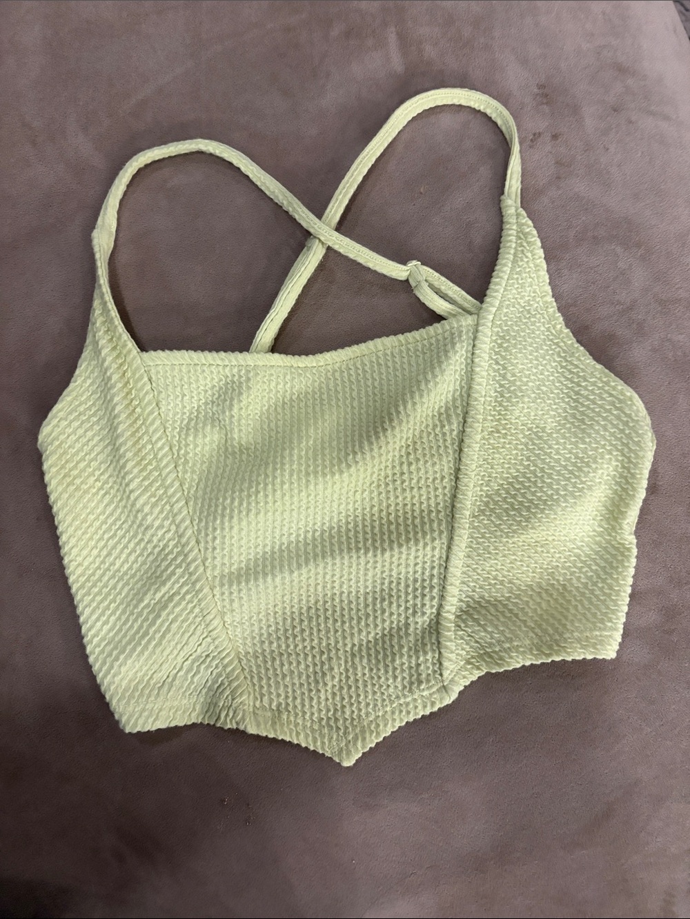 Urban Outfitters Light Lime Green Textured Cropped Tank